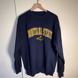 VINTAGE MONTANA STATE collegiate oversized Soffe Navy Pullover Sweatshirt XL